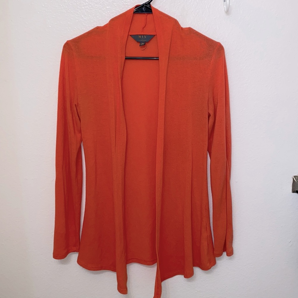 Orange long cardigan sweater by 41 Hawthorn size XSmall.